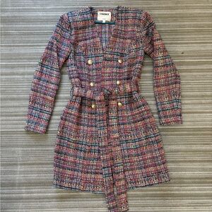 L'AGENCE Colorful Tweed Belted Blazer Coat